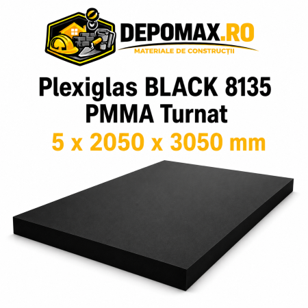 Plexiglas Black 8135 PMMA turnat satinat 1 fata 5 x 2050 x 3050 mm